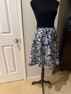 Chadwicks Navy and White Floral Circle Skirt